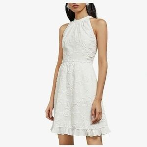 Ted Baker London Lorene Dress Size 2 - white, floral, halter neck, embroidered